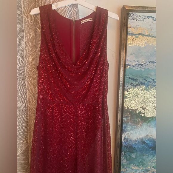 Alice + Olivia  jumpsuit Womens Size 6 Red Wine Sleeveless Pants Straight - Picture 7 of 16